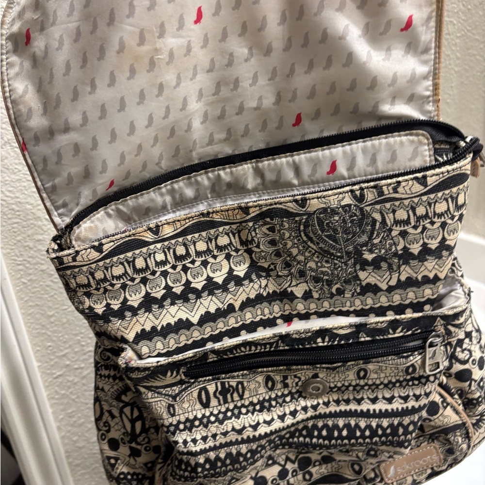 Patterned Black and Cream Backpack
